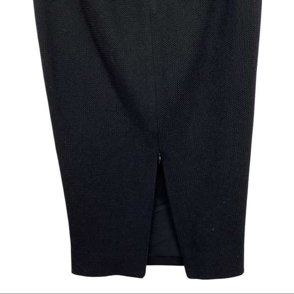 Intermix Jacquard Black High Waisted Pencil Skirt with Adjustable Slit - Picture 5 of 8